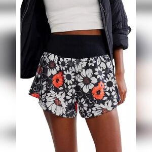 FP Movement by Free People Carpe Diem Tuxedo Print Floral Athletic Short, NWT